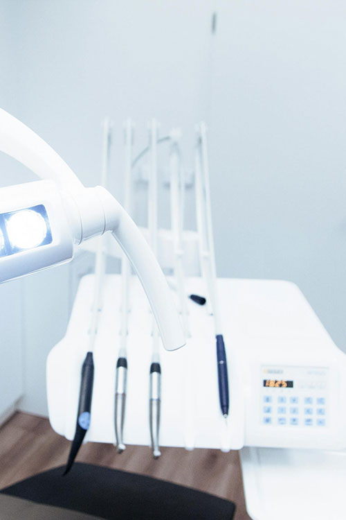 Dental tools and a light