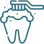 Icon of a tooth with toothbrush and toothpaste