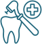Icon of a tooth with a dental tool and a medical cross