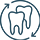 teeth circled by two arrows